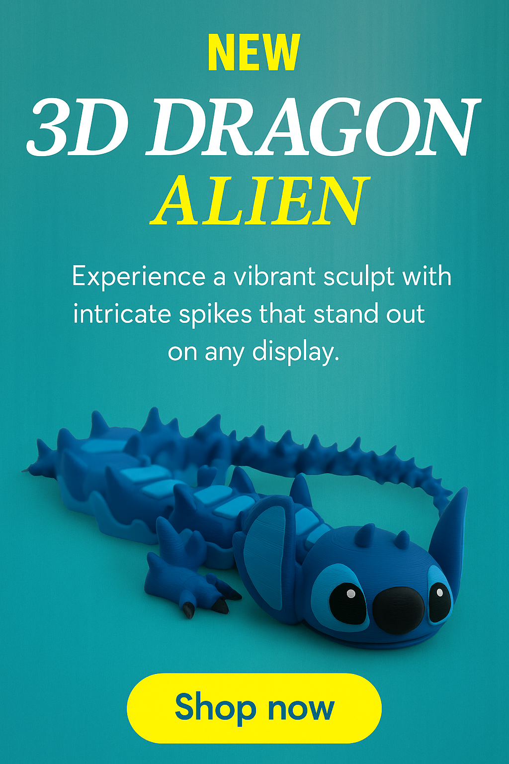 Blue Alien Dragon – 3D Printed Articulated Collectible Toy
