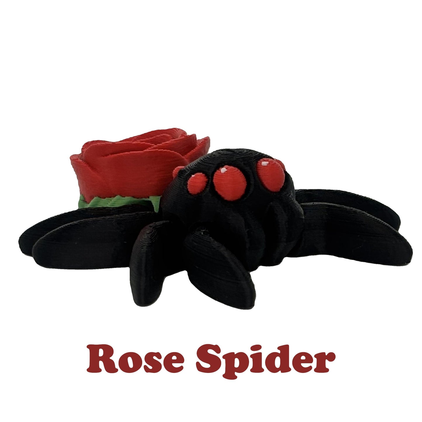 🌹 3D Printed Rose Spider – Gothic Floral Creepy-Cute Decor | 2" Wide × 1" Tall