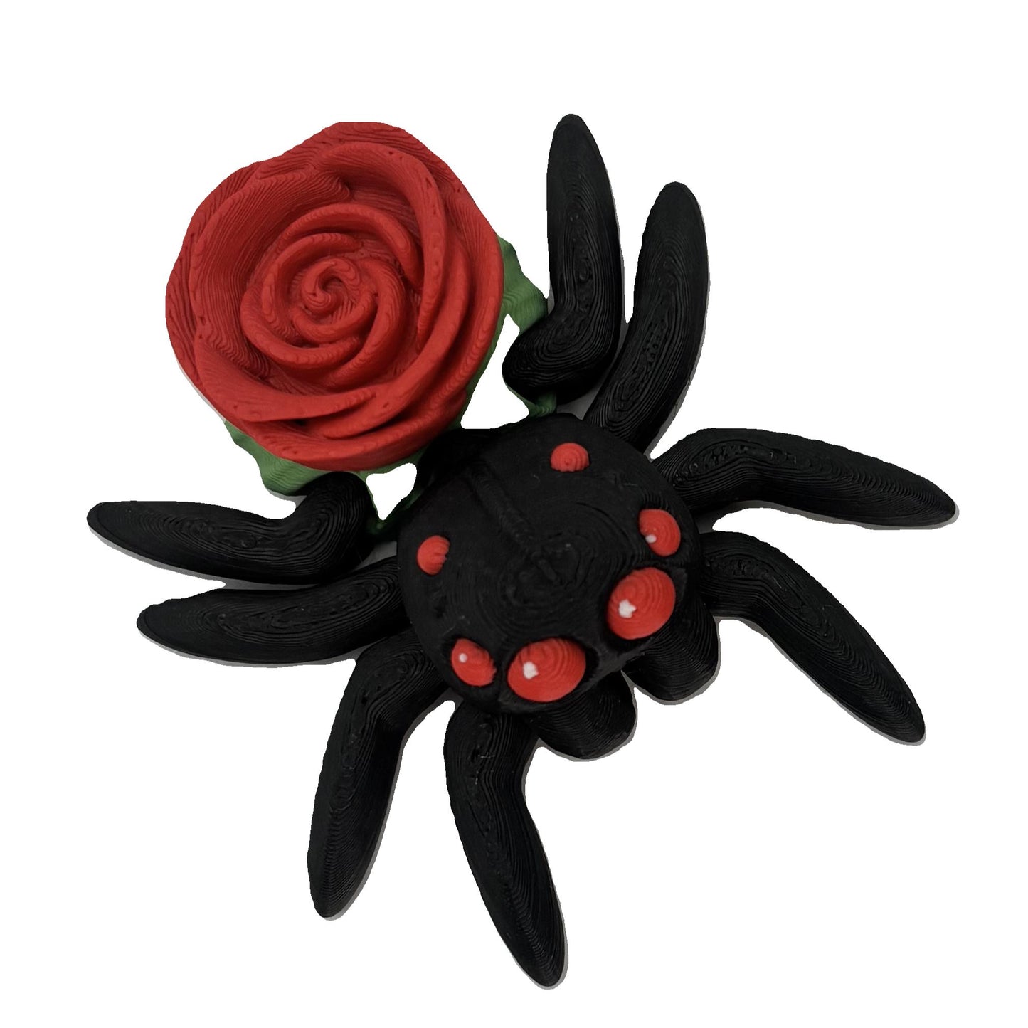🌹 3D Printed Rose Spider – Gothic Floral Creepy-Cute Decor | 2" Wide × 1" Tall