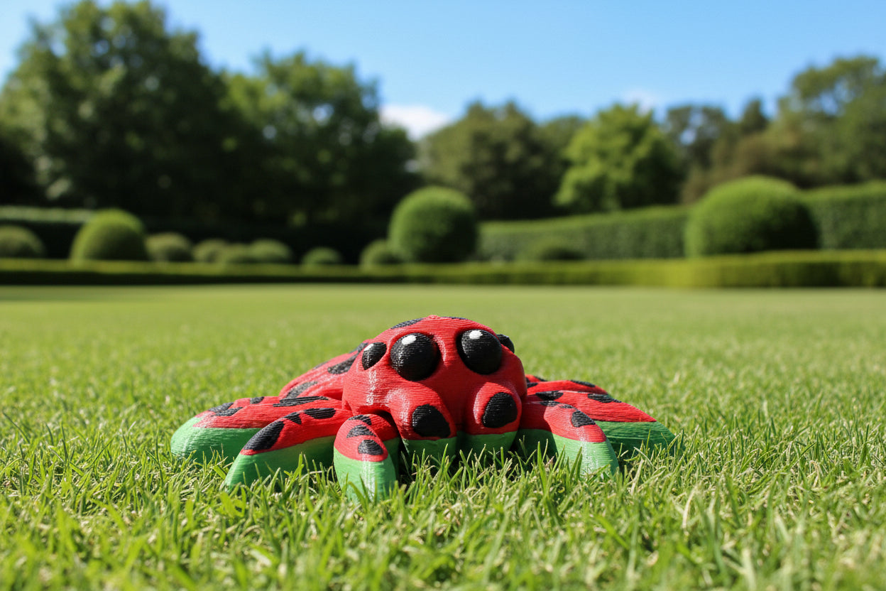 Watermelon Spider – 3D Printed Cute Desk Buddy | Kawaii Creepy-Crawly Decor | Unique Gift for Bug & Fruit Lovers